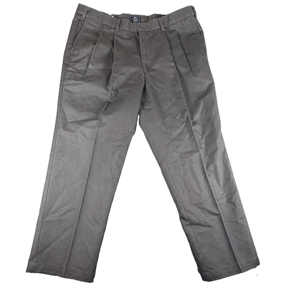 Dockers Pants Mens 40x29 Brown Pleated Classic Fit Khakis Straight Twill